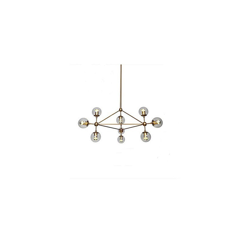 Lustre Golden Beans 10 Luzes com cúpula de vidro