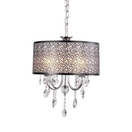 Lustre de cristal cromado clássico tradicional em metal