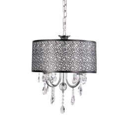 Lustre de cristal cromado clássico tradicional em metal