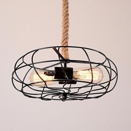 Lustre de ventilador industrial criativo de corda Lron americano vintage