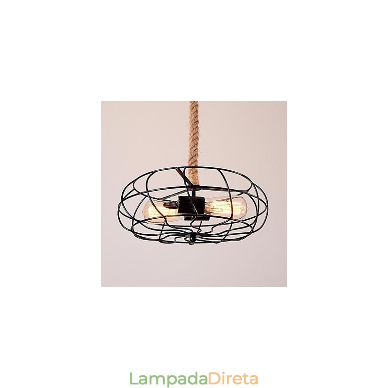 Lustre de ventilador industrial criativo de corda Lron americano vintage