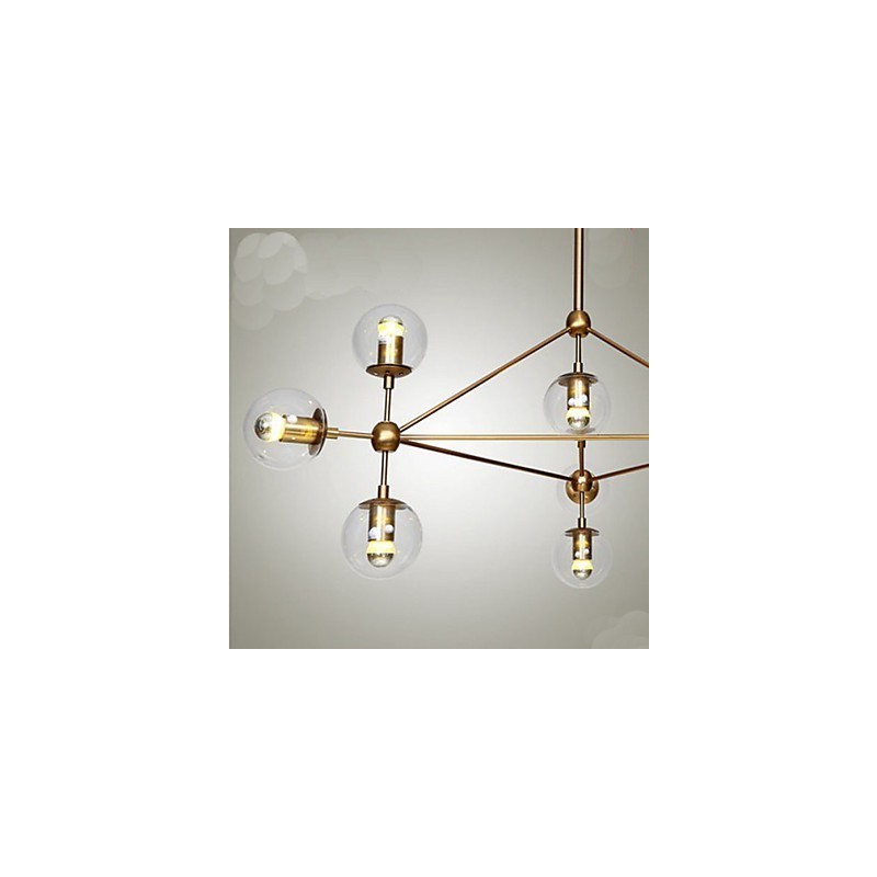 Lustre Golden Beans 10 Luzes com cúpula de vidro