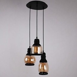 Abajur de vidro antigo 3 luzes pingente minimalista artístico