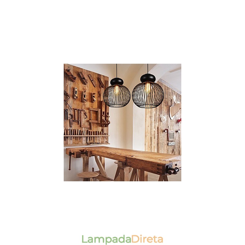 Luminária pendente de metal com design retrô