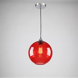 Luminária pendente de vidro moderna com design de bolha vermelha redonda