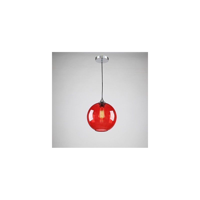 Luminária pendente de vidro moderna com design de bolha vermelha redonda