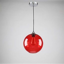 Luminária pendente de vidro moderna com design de bolha vermelha redonda