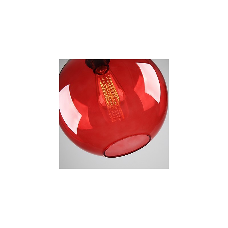 Luminária pendente de vidro moderna com design de bolha vermelha redonda