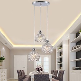 3 Cabeças Moderno Contemporâneo Cristal Pendente Luz