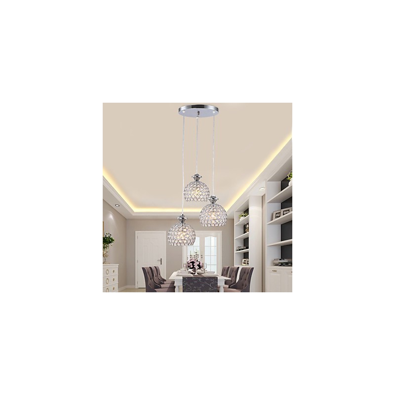 3 Cabeças Moderno Contemporâneo Cristal Pendente Luz