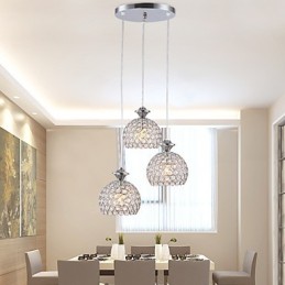 3 Cabeças Moderno Contemporâneo Cristal Pendente Luz