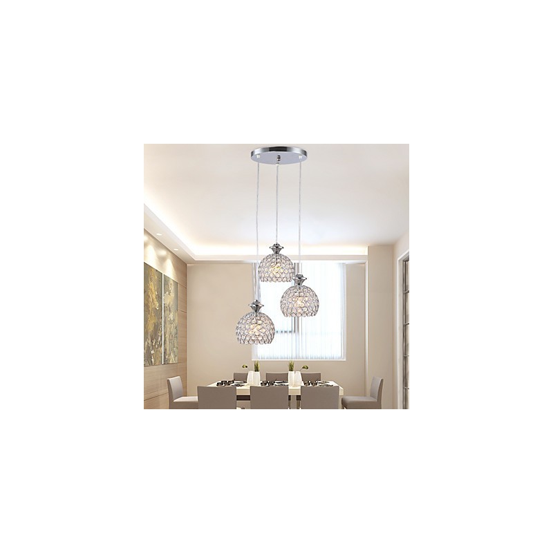 3 Cabeças Moderno Contemporâneo Cristal Pendente Luz