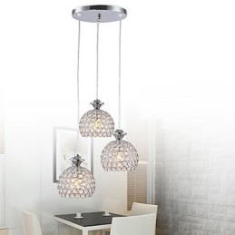 3 Cabeças Moderno Contemporâneo Cristal Pendente Luz