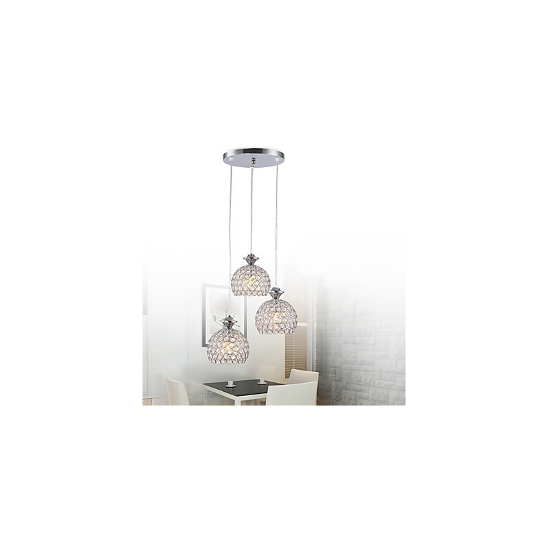 3 Cabeças Moderno Contemporâneo Cristal Pendente Luz