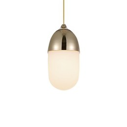 Mini Luminária Pendente Acorn 1 Luz Mordern Simplicity Dourado Cromado Acabamento em Madeira Aço Carbono e Vidro Droplight