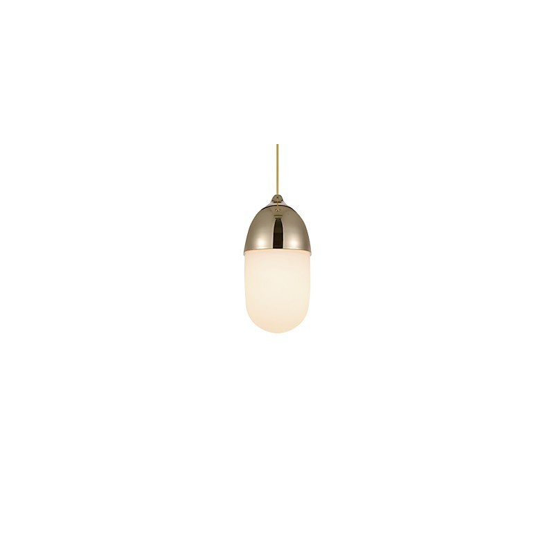 Mini Luminária Pendente Acorn 1 Luz Mordern Simplicity Dourado Cromado Acabamento em Madeira Aço Carbono e Vidro Droplight
