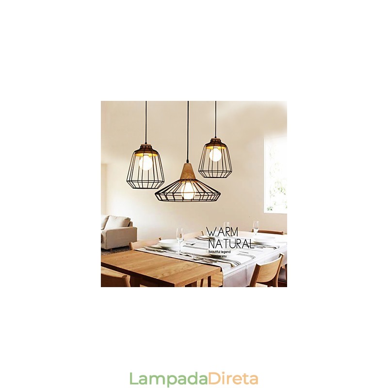 Lustre nórdico criativo de ferro forjado café retro net droplight