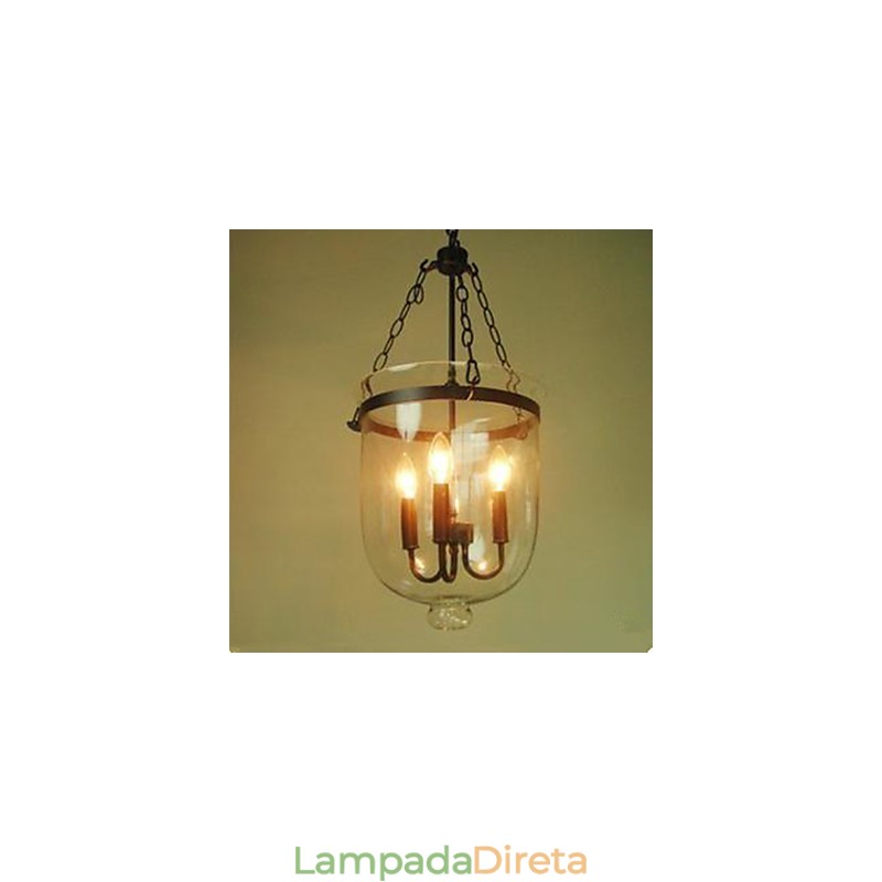 Luminária pendente circular de vidro country