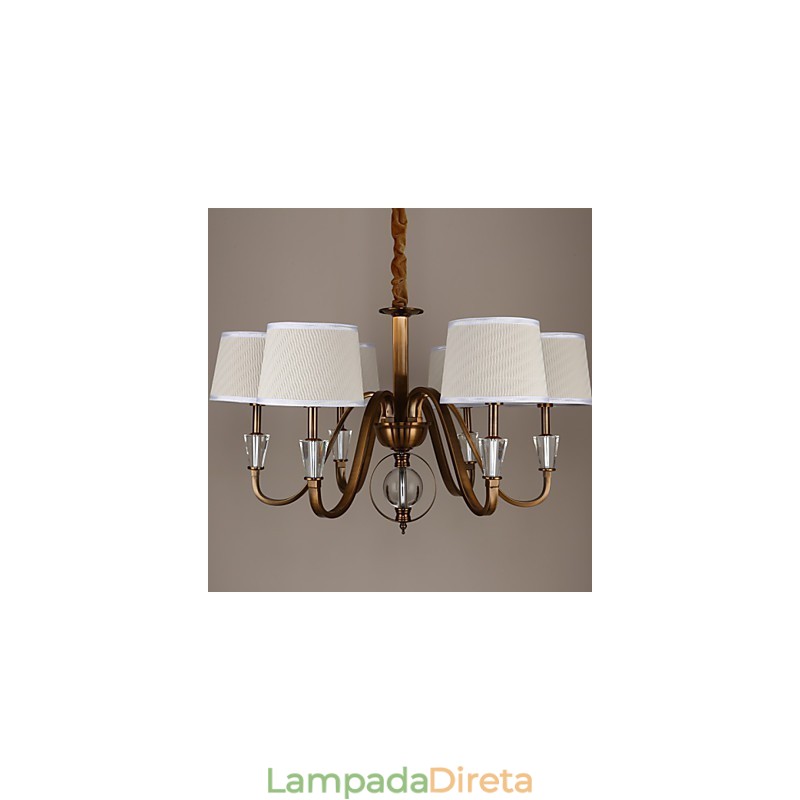 Lustre de metal galvanizado estilo vintage rústico Lodge cristal mini