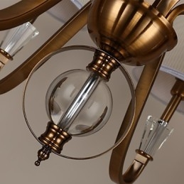 Lustre de metal galvanizado estilo vintage rústico Lodge cristal mini