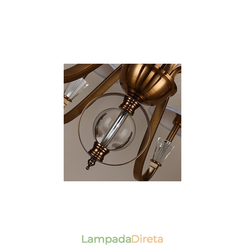 Lustre de metal galvanizado estilo vintage rústico Lodge cristal mini