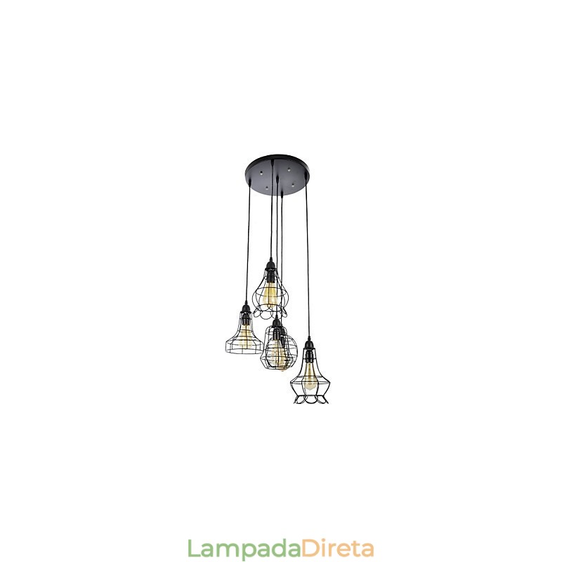 Lustre de metal estilo country mini com pintura