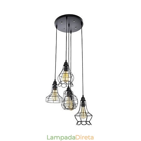 Lustre de metal estilo country mini com pintura
