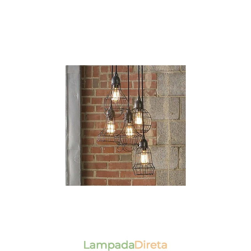 Lustre de metal estilo country mini com pintura