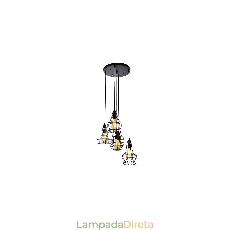 Lustre de metal estilo country mini com pintura