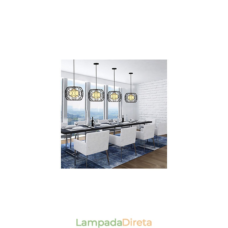 Lâmpada de luz suspensa criativa nórdica de ferro forjado e vidro de cabeça única