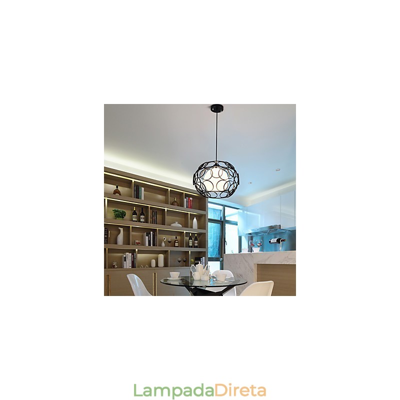 Lâmpada de luz suspensa criativa nórdica de ferro forjado e vidro de cabeça única