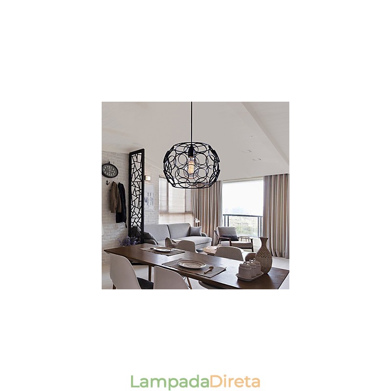 Lâmpada de luz suspensa criativa nórdica de ferro forjado e vidro de cabeça única