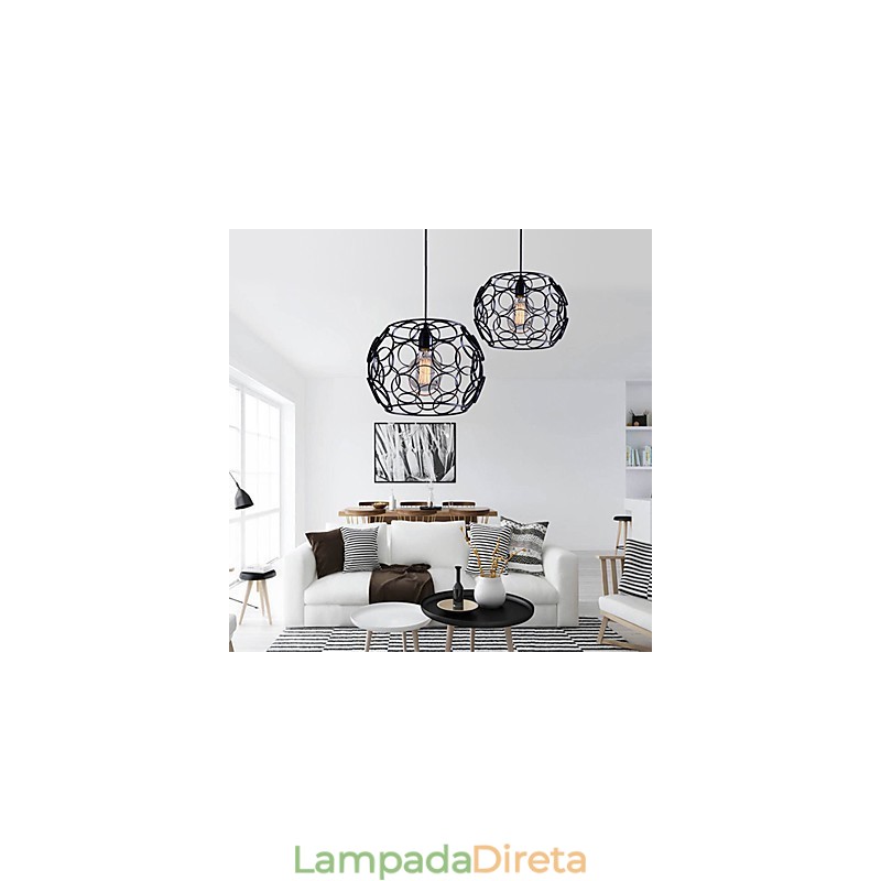 Lâmpada de luz suspensa criativa nórdica de ferro forjado e vidro de cabeça única