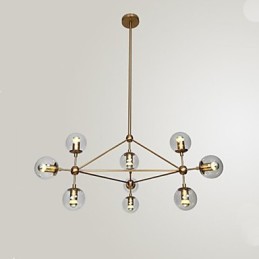 Lustre Golden Beans 10 Luzes com cúpula de vidro