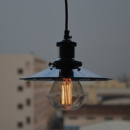 Luminária pendente de metal cromado country