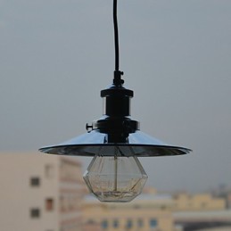 Luminária pendente de metal cromado country