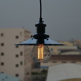 Luminária pendente de metal cromado country