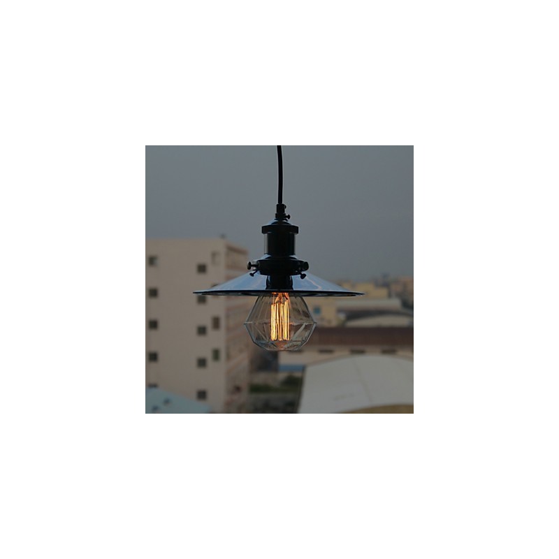 Luminária pendente de metal cromado country