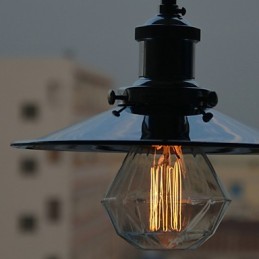Luminária pendente de metal cromado country