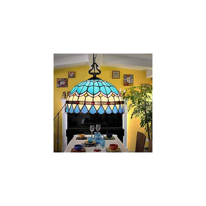 Lustre de vidro colorido de artes criativas rurais europeias que restauram formas antigas de luz de lâmpada