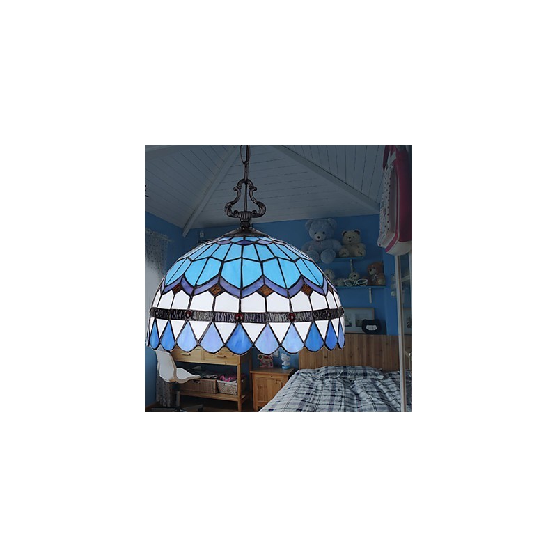 Lustre de vidro colorido de artes criativas rurais europeias que restauram formas antigas de luz de lâmpada