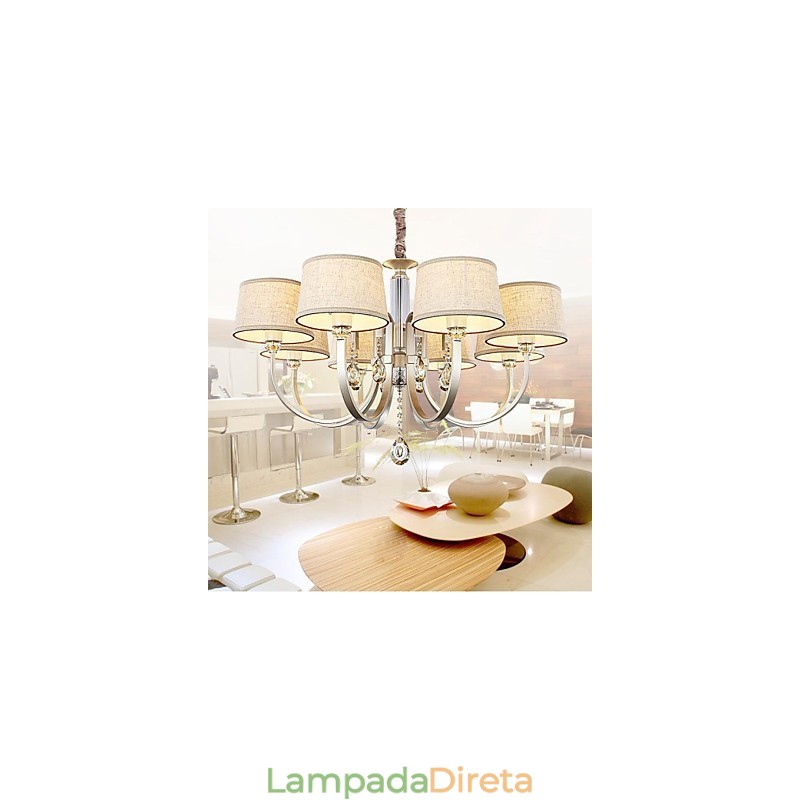 Lustre de Metal Prata Cristal Country