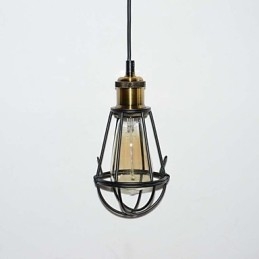 Luminária pendente vintage estilo loft, luminária Edison, abajur em gaiola de metal, ferro, estilo armazém, luminária