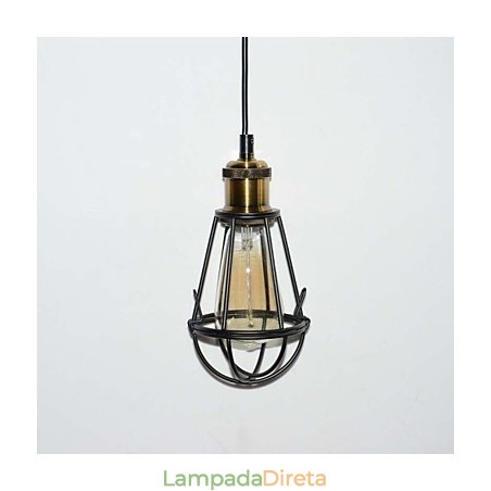 Luminária pendente vintage estilo loft, luminária Edison, abajur em gaiola de metal, ferro, estilo armazém, luminária Luminária pendente vintage estilo loft, luminária Edison, abajur em gaiola de metal, ferro, estilo armazém, luminária