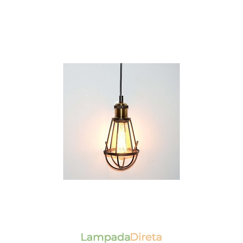 Luminária pendente vintage estilo loft, luminária Edison, abajur em gaiola de metal, ferro, estilo armazém, luminária