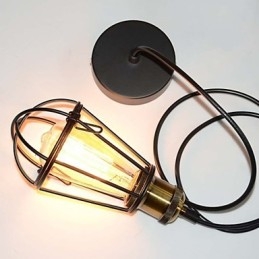 Luminária pendente vintage estilo loft, luminária Edison, abajur em gaiola de metal, ferro, estilo armazém, luminária