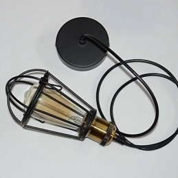 Luminária pendente vintage estilo loft, luminária Edison, abajur em gaiola de metal, ferro, estilo armazém, luminária