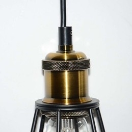 Luminária pendente vintage estilo loft, luminária Edison, abajur em gaiola de metal, ferro, estilo armazém, luminária