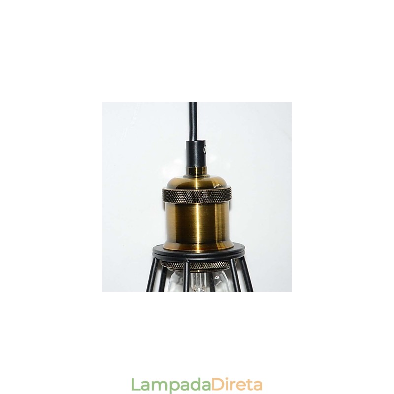 Luminária pendente vintage estilo loft, luminária Edison, abajur em gaiola de metal, ferro, estilo armazém, luminária