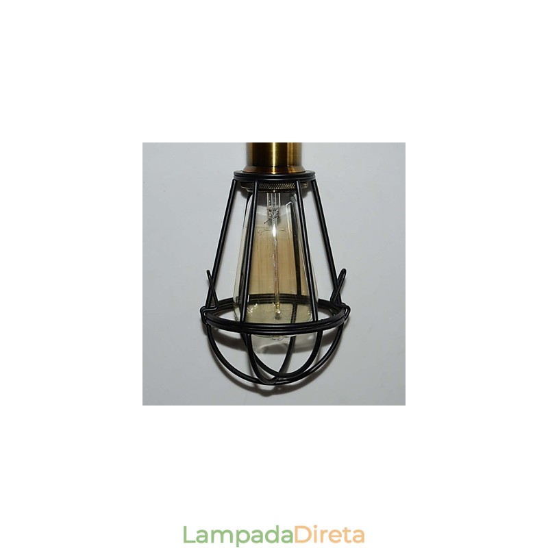 Luminária pendente vintage estilo loft, luminária Edison, abajur em gaiola de metal, ferro, estilo armazém, luminária